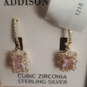 Sterling Silver Earrings with Pink and Gold Accents